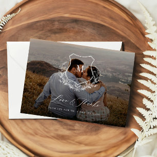 Laurel Love & Bedankt bruiloft Dank u fotokaart
