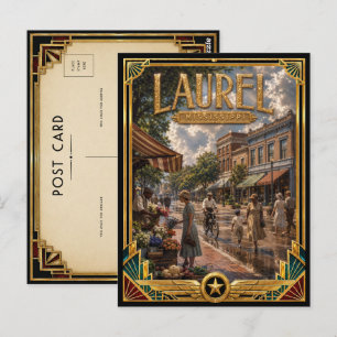 Laurel Mississippi Vintage Art Deco Gouden Tijdper Briefkaart
