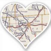 Laurel Mississippi Vintage Map Sticker (Voorkant)