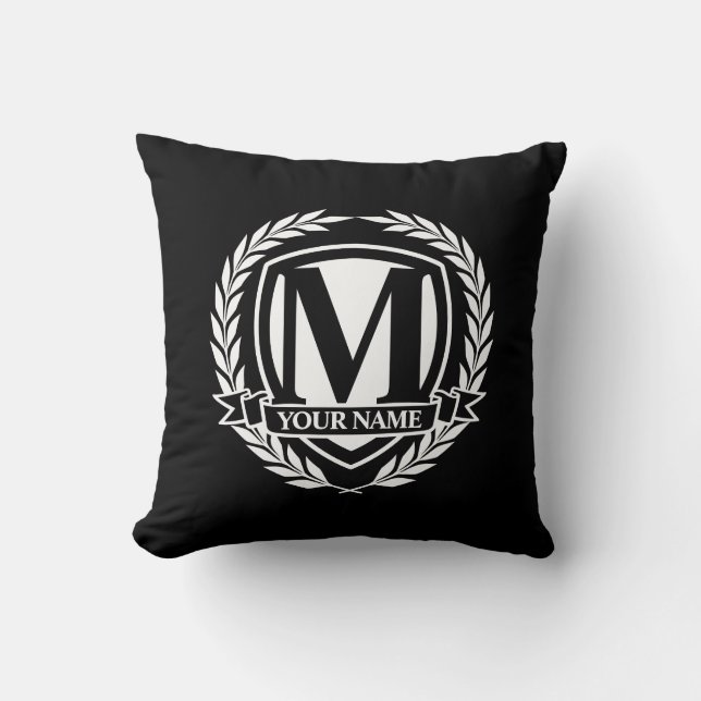 Laurel Monogram Design Sierkussen (Voorkant)