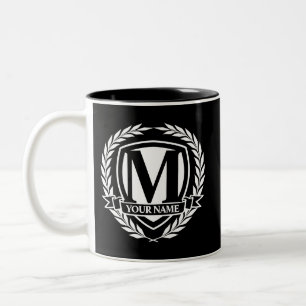 Laurel Monogram Design Two-Tone Koffee Mok