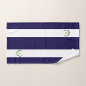 Laurel & monogram op marineblauw & witte streep bad handdoek (Handdoek)