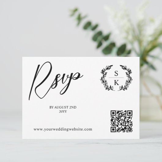 Laurel Monogram QR Code RSVP Online (Debout devant)