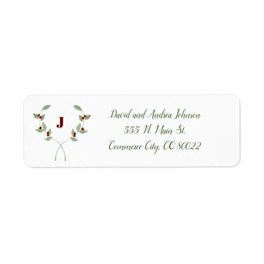 Laurel Monogram Waterverf Return Address Label (Voorkant)