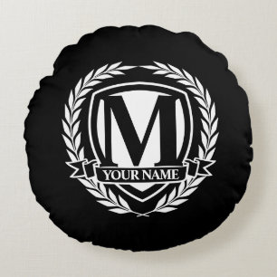 Laurel Monogramme Design Coussin rond