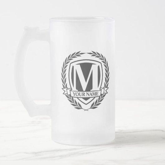 Laurel Monogramme Design Verre Froissé Beer Mug (Gauche)