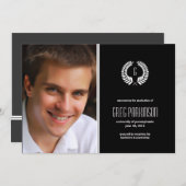 Laurel Monogramme Faire-part de graduation (Devant / Derrière)