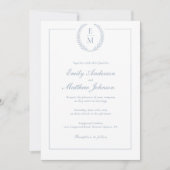 Laurel Monogramme Faire-part de mariage QR Code (Devant)