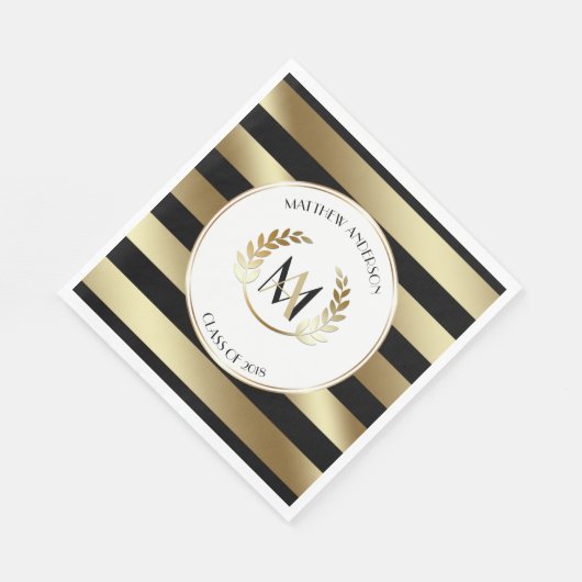 Laurel Monogrammed Zwart en Goud Partij Servetten (Hoek)