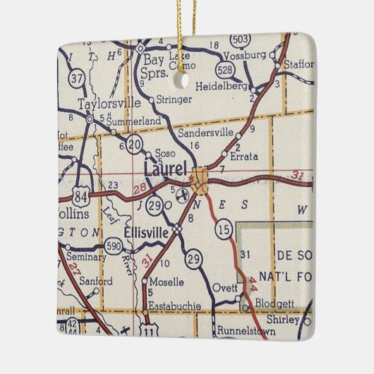 Laurel MS  Map Keramisch Ornament (Links)