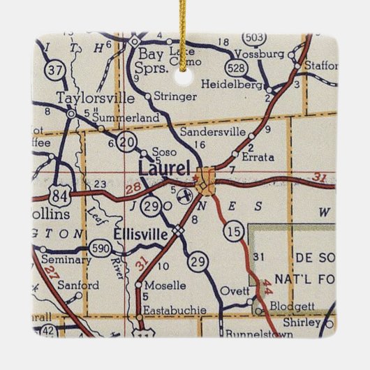 Laurel MS  Map Keramisch Ornament (Achterkant)