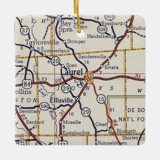 Laurel MS  Map Keramisch Ornament (Voorkant)