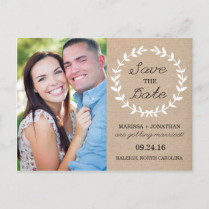 Laurel Save the Date Photo Briefkaart / Burlap