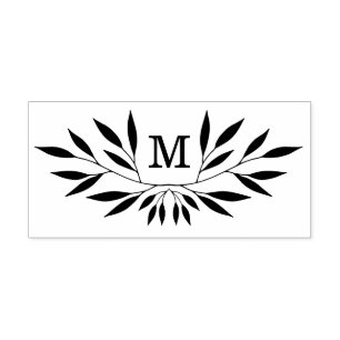 Laurel-takken monogram 	rubberstempel