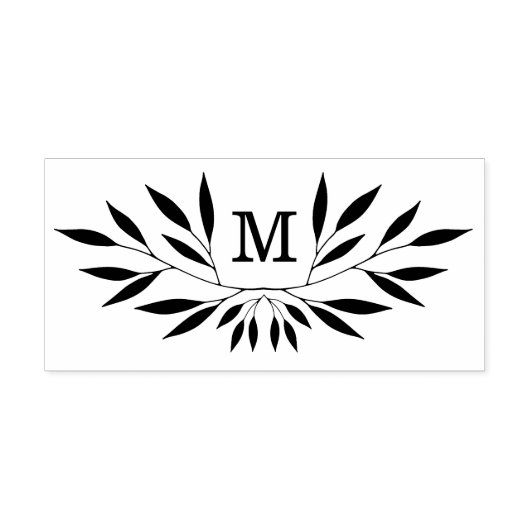 Laurel-takken monogram rubberstempel (Afrduk)