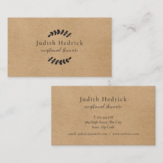 Laurel verlaat rustieke Kraft Visitekaartje (Voorkant / Achterkant)