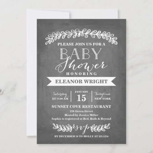 Laurel White | Invitation baby shower (Devant)