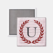 Laurel Wreatblad Music Monogram Initiaal U Magneet (Voorkant / Achterkant)