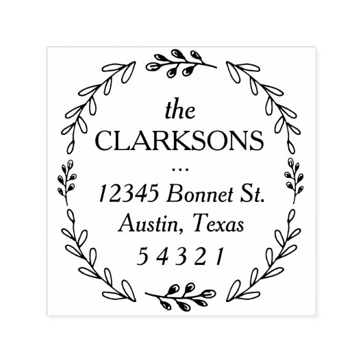 Laurel Wreath Address Stamp Zelfinktende Stempel (Design)