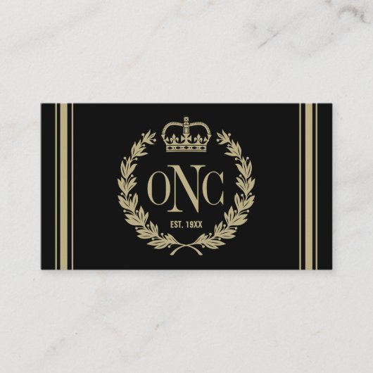 Laurel Wreath & Crown Monogrammed Visitekaartje (Voorkant)