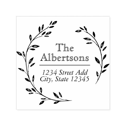 Laurel Wreath Custom Familienaam Retouradres Zelfinktende Stempel (Design)