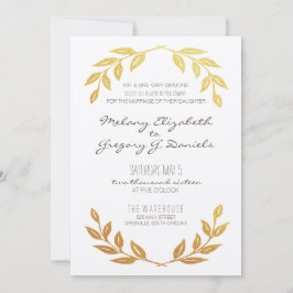 Laurel Wreath Gold Leaf Wedding Uitnodiging