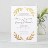 Laurel Wreath Gold Leaf Wedding Uitnodiging (Staand voorkant)