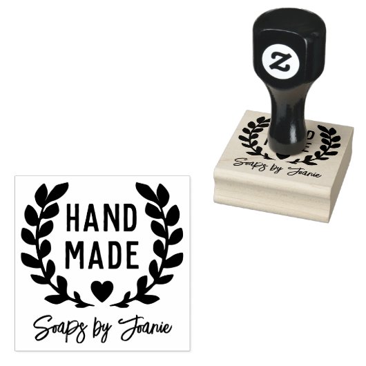 Laurel Wreath Heart Handmade Rubberstempel (Gestempeld)