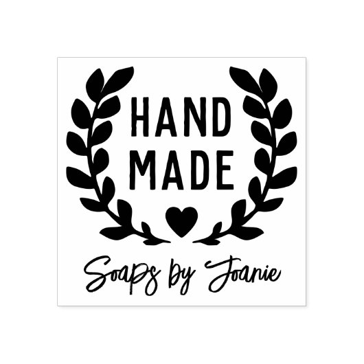 Laurel Wreath Heart Handmade Rubberstempel (Afrduk)