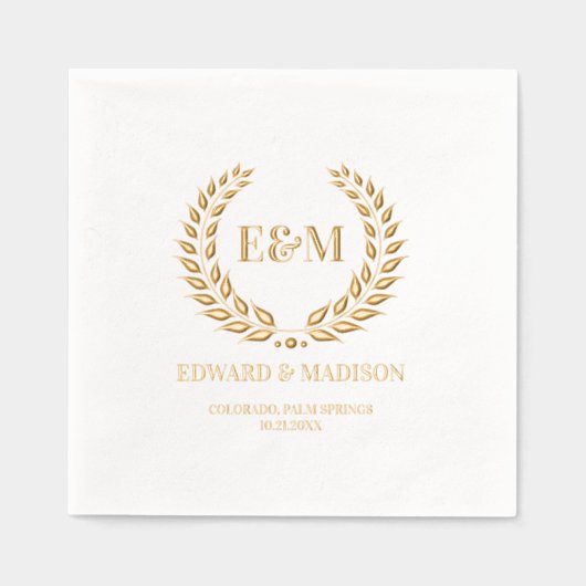 Laurel Wreath Initiales de mariage personnalisées (Recto)