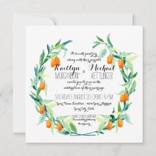Laurel Wreath Kumquat Leaf Branch Modern Square Kaart
