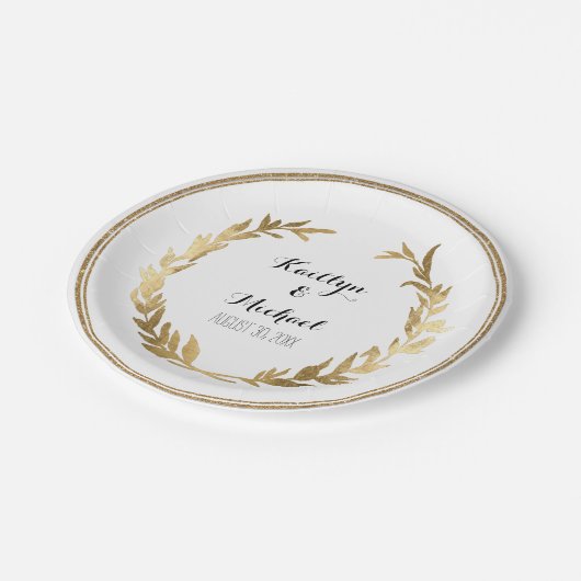 Laurel Wreath Leaf Foliage Greenery Gold Foil Papieren Bordje (Gekanteld)