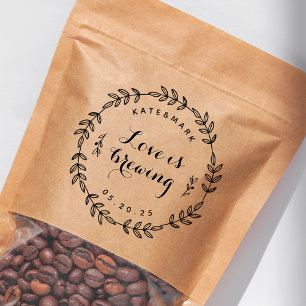 Laurel Wreath Love is Brewing Wedding Favor Rubberstempel