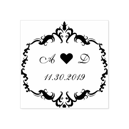 Laurel Wreath Monogram Bruiloft ♥ Save the Date Rubberstempel (Afrduk)