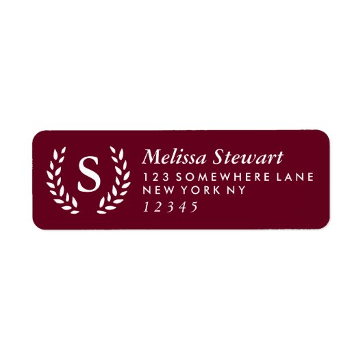 Laurel Wreath Monogram Etiket (Voorkant)