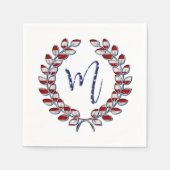 Laurel Wreath Monogram M Sterren en Strepen USA Servet (Voorkant)
