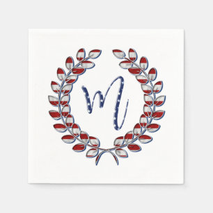 Laurel Wreath Monogram M Sterren en Strepen USA Servet