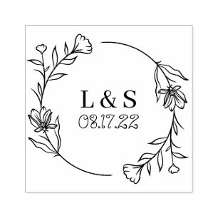 Laurel Wreath Monogram Opslaan van de datum Rubberstempel