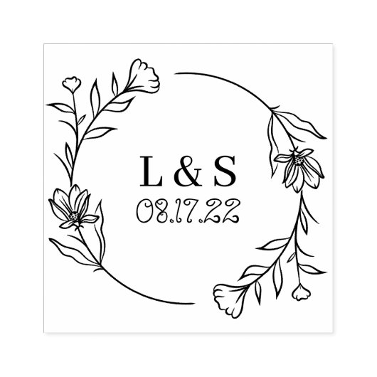 Laurel Wreath Monogram Opslaan van de datum Rubberstempel (Afrduk)