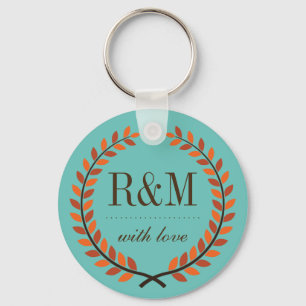  Laurel Wreath Monogram Sleutelhanger Blue