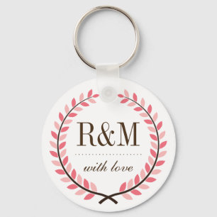 Laurel Wreath Monogram Wedding Sleutelhanger Pink 