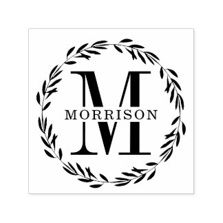 Laurel Wreath Monogram Zelfinktende Stempel