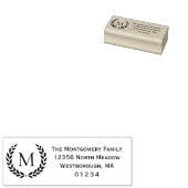 Laurel Wreath Monogrammed Initiaal Retouradres Rubberstempel (Gestempeld)