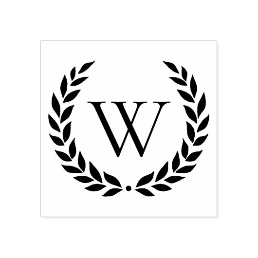 Laurel Wreath Monogrammed Initiaal Rubberstempel (Afrduk)