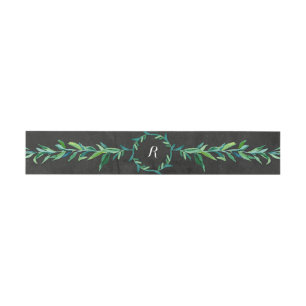 Laurel Wreath Olive Leaf Branch Modern Chalkboard Uitnodigingen Wikkel