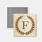 Laurel Wreath op het Initiaal Parchment Monogram F Magneet (Voorkant / Achterkant)