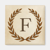 Laurel Wreath op het Initiaal Parchment Monogram F Magneet (Voorkant)