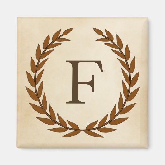 Laurel Wreath op het Initiaal Parchment Monogram F Magneet (Voorkant)