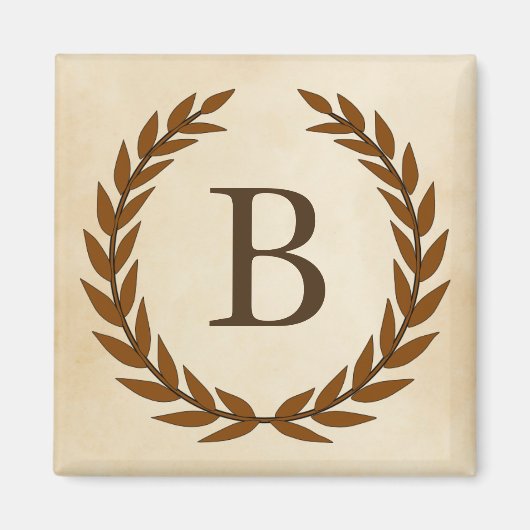 Laurel Wreath op Initiaal B van het Parchment Mono Magneet (Voorkant)