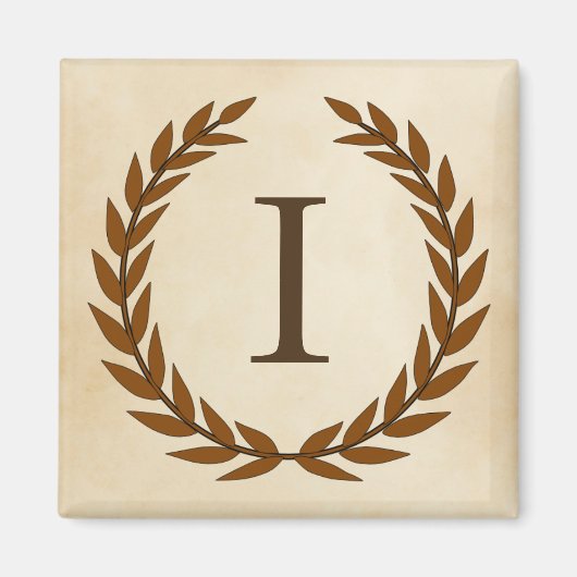 Laurel Wreath op Initiaal I van het Parchment Mono Magneet (Voorkant)